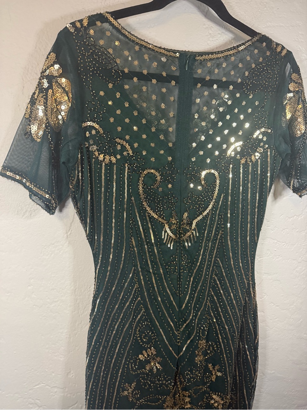 Babeyond Flapper Gatsby Fringe Sequin 1920s Dress Green - Picture 9 of 12